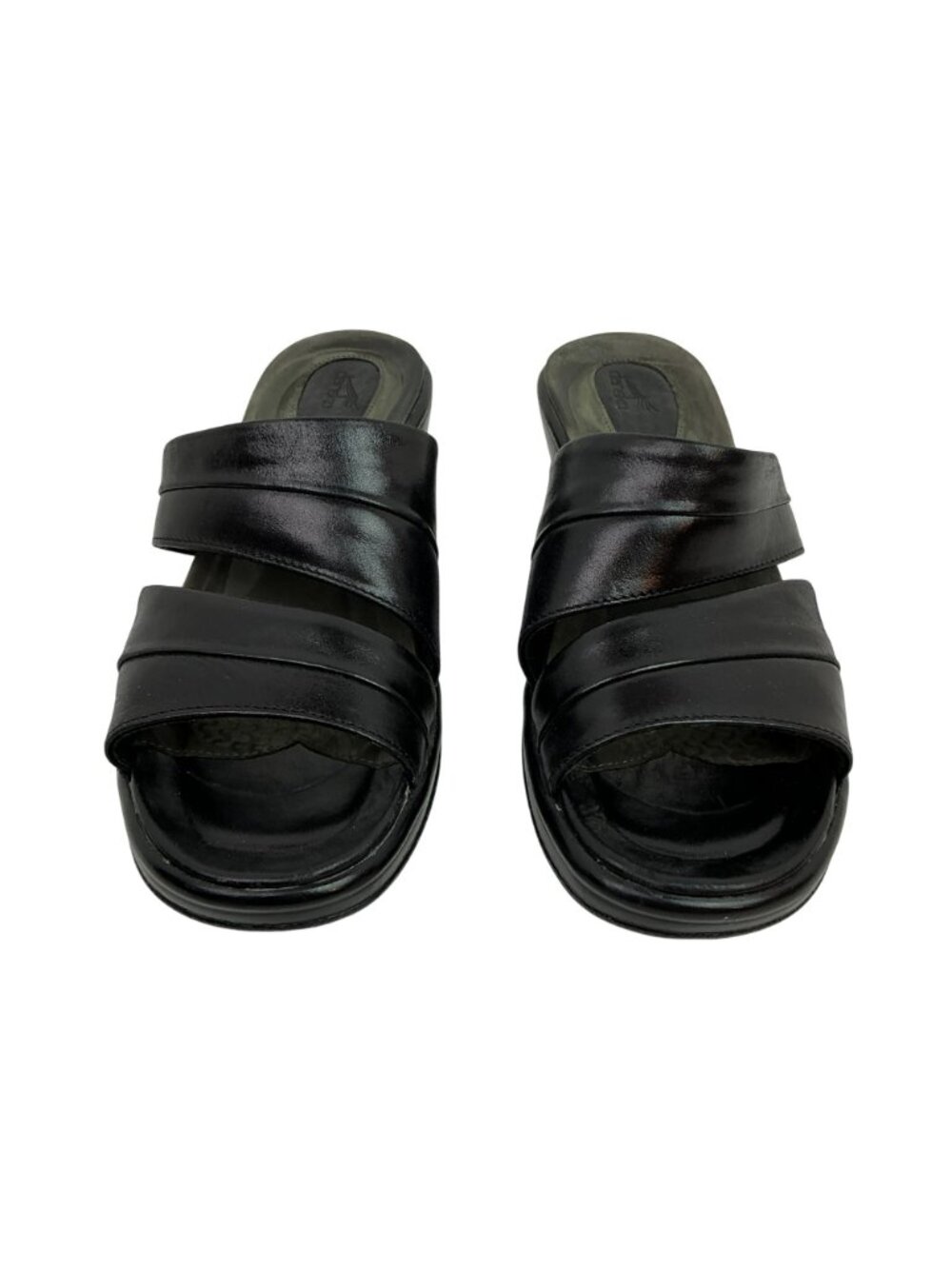 Dansko Two Strap Leather Slide-On Wedge Sandals Womens 7.5-8 Black - Picture 2 of 10